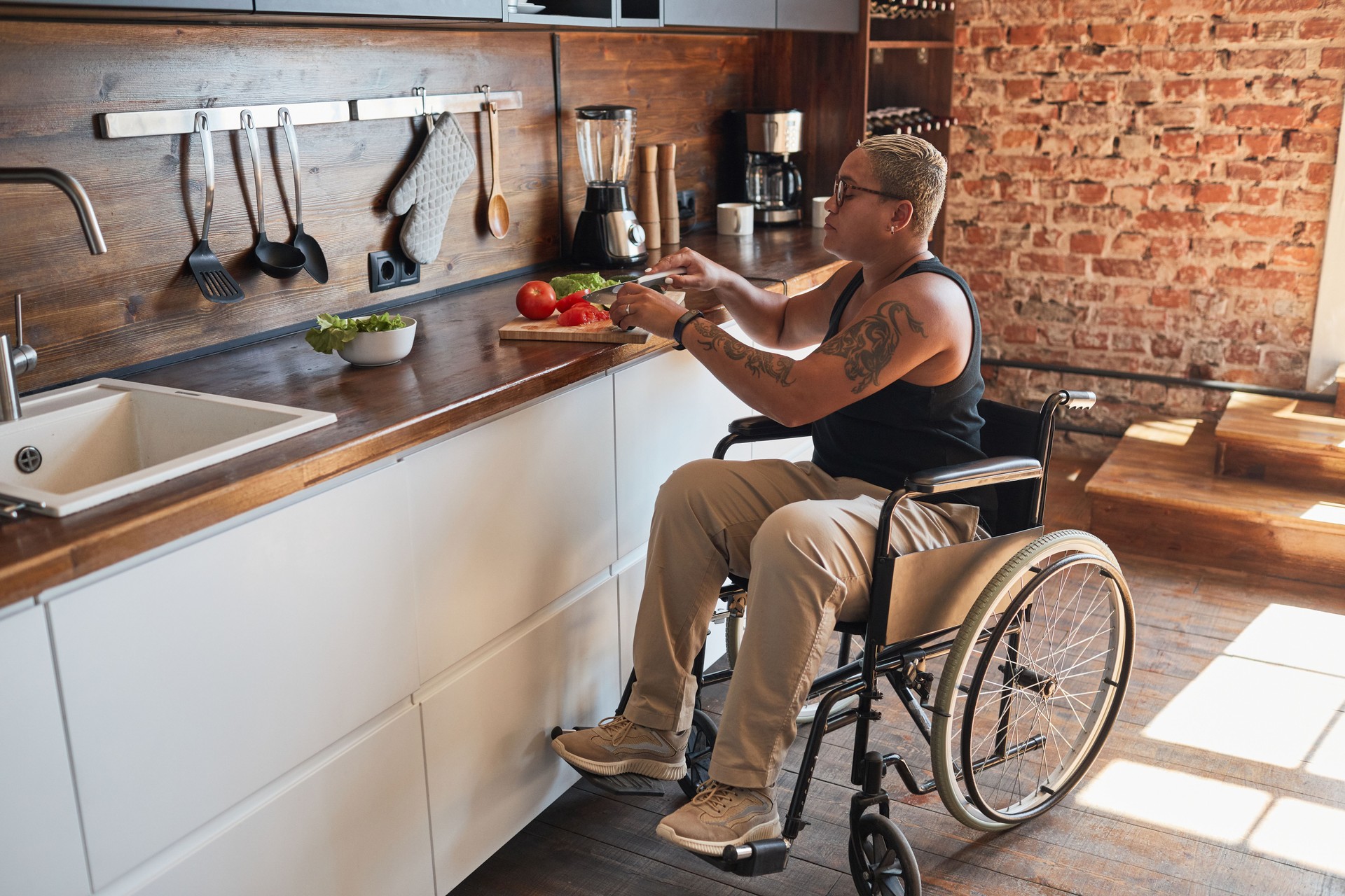 Woman in Wheelchair Cooking